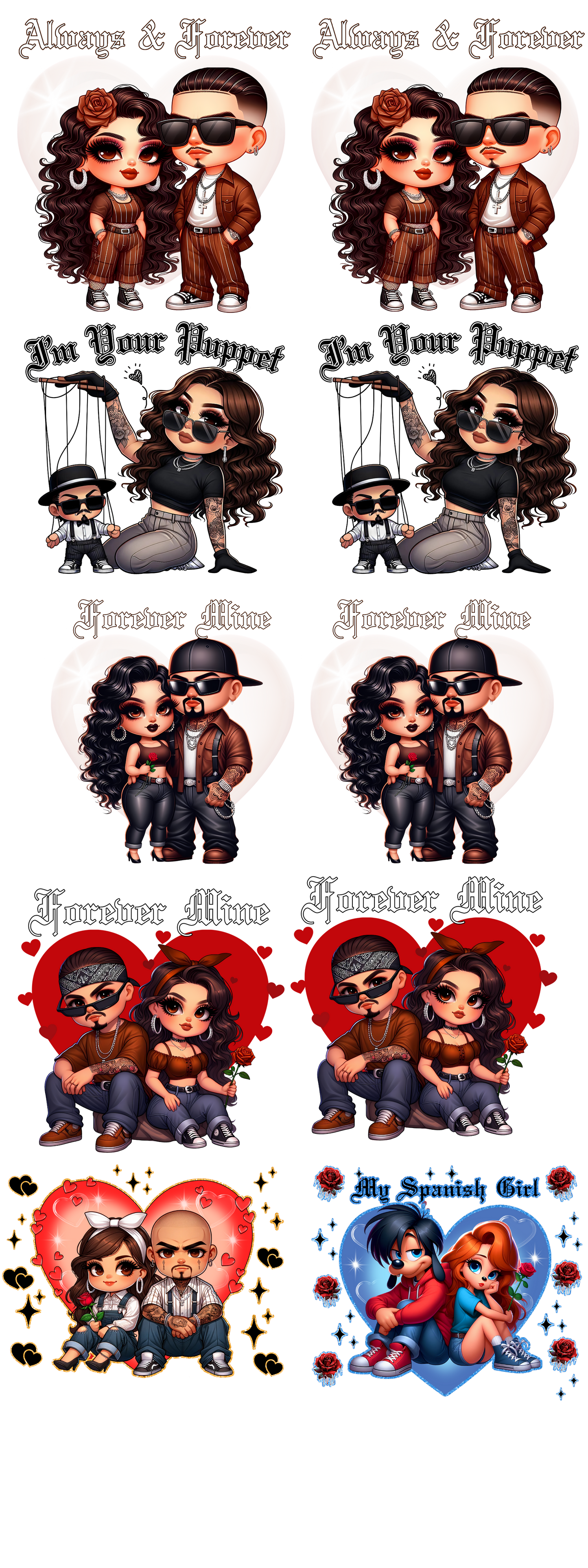 gang sheets Chicano love 22x60