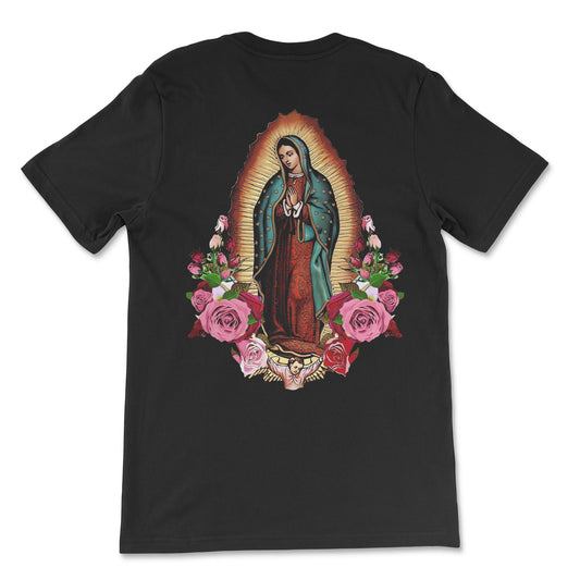 Virgen Mary with pink roses DTF Heat Transfer